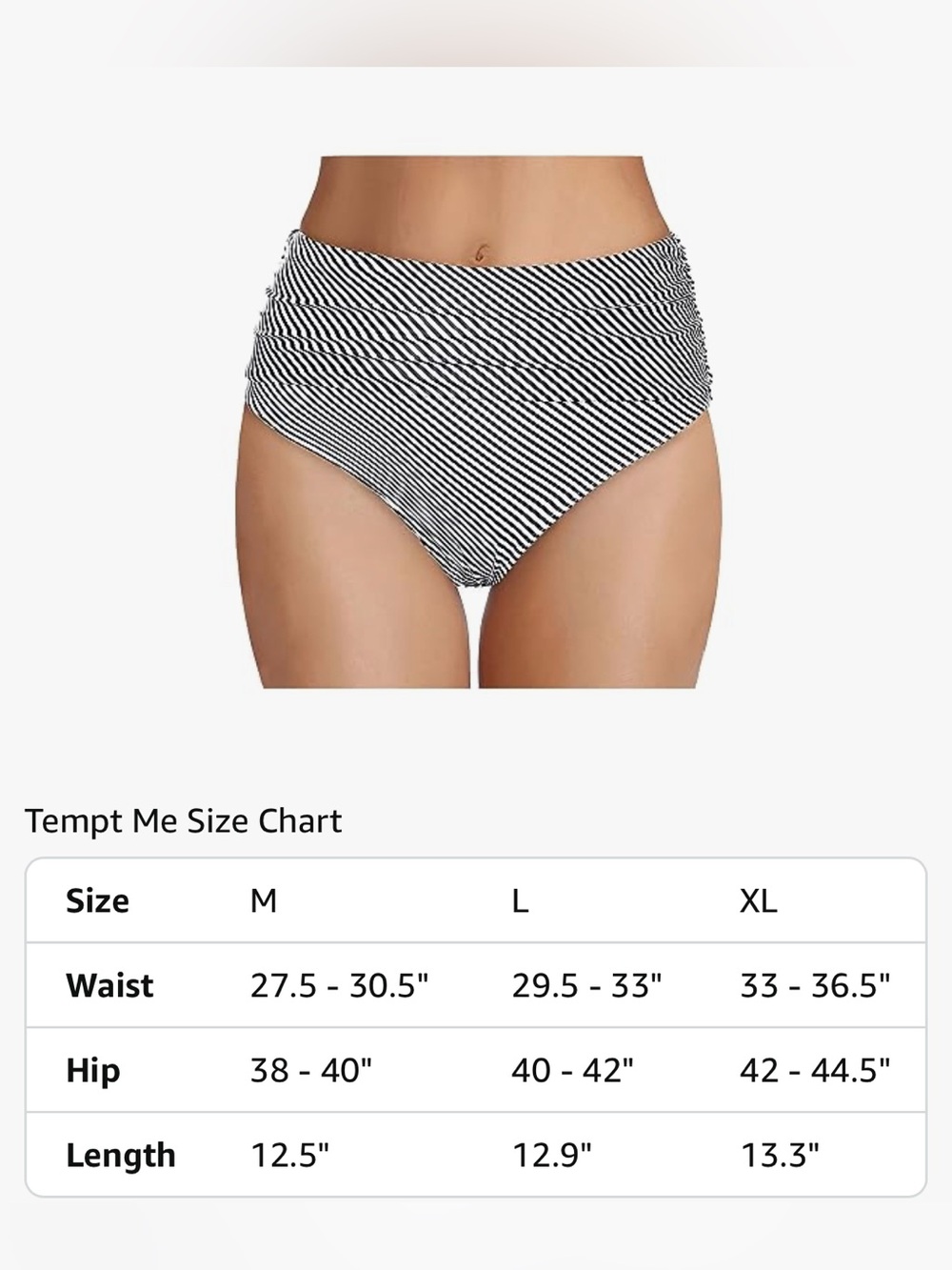 High-Waist Black & White Striped Bikini Bottoms NWOT
